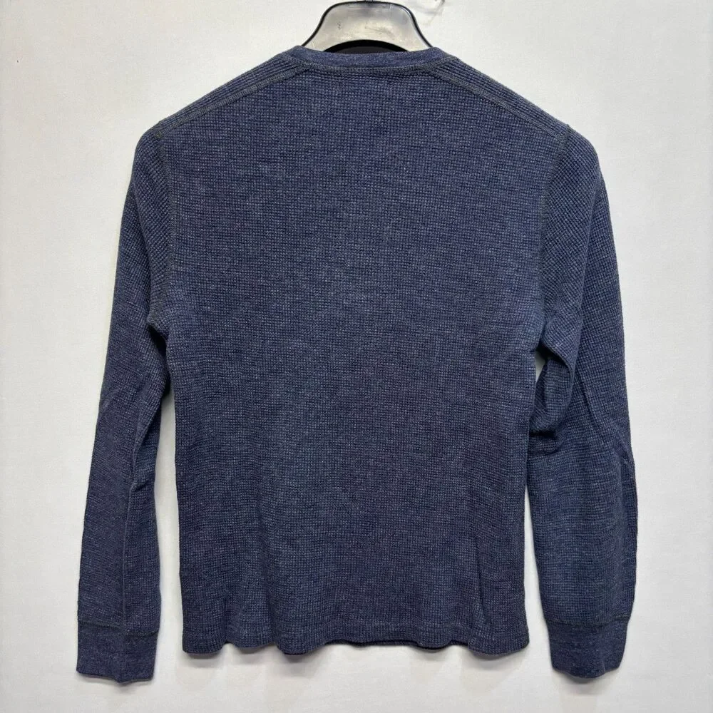 Wallace & Barnes Men Henley Waffle Thermal Shirt Top Size Small Blue D121 -18